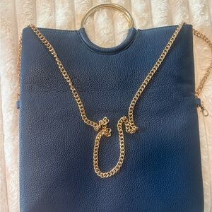 Urban Expressions Navy Shoulder Bag with Gold Chain